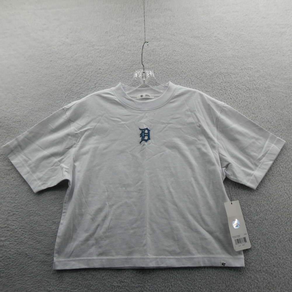 '47 Brand Shirt Women Small Detroit Tigers White Embroidered Logo MLB Cotton